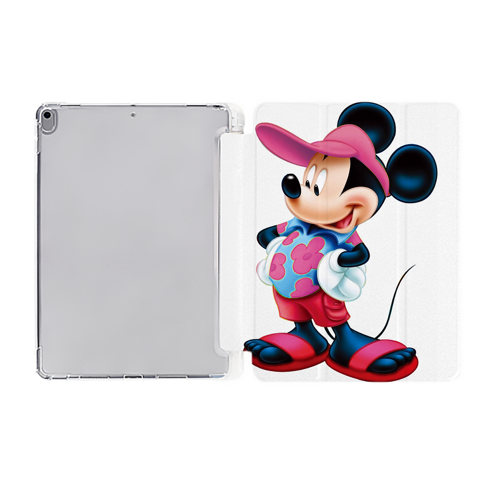 （画像用） ミッキーマウス Mickey Mouse IPad ケース ペン収納付き 三つ折りスタンド PUレザー×シリコン 対応機種9.5/10.5/10.9インチ